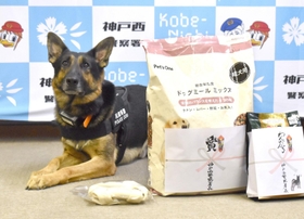 傷害事件の被疑者の逮捕に貢献し、署長感謝状を受けたアルゴ号＝神戸市西区糀台５