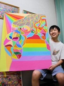 地元で開く次の個展に向け、創作を続ける柳生千裕さん＝西宮市内