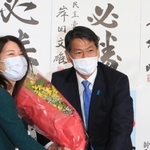 ４回目の当選を果たした山田賢司氏＝西宮市上甲子園１（撮影・斎藤雅志）