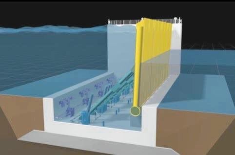 水門の鋼板が起き上がるイメージ・閉鎖完了（兵庫県提供）