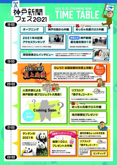 ２０２１年１２月２５日配信の神戸新聞フェス番組表
