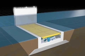水門の鋼板が起き上がるイメージ・平常時（兵庫県提供）