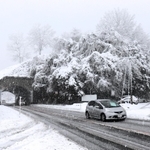 大雪が降った和田山の市街地＝朝来市内、１８日午前７時５６分