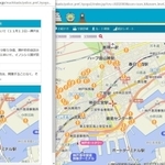 イノシシの目撃情報を一覧できる「ひょうご防犯ネット」のマップ