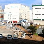 くだんのイノシシが最後に確認された場所。発見当時は草刈りの作業中で、一部が草むらになっていた＝神戸市中央区小野浜町、神戸港湾事務所