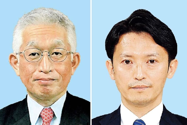 泉房穂市長（左）と斎藤元彦知事