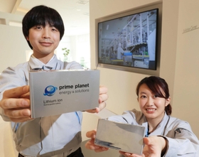 国際的な開発競争が激化する角形リチウムイオン電池。車種に応じて搭載する電池の種類や数が異なる＝加西市鎮岩町、プライムプラネットエナジー＆ソリューションズ関西本社（撮影・吉田敦史）