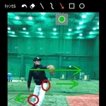 プロ野球阪神が新たに始める動画を使った技術指導のイメージ。手本を示すのはＯＢの鶴直人コーチ＝球団提供