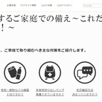 家庭での備えをまとめた首相官邸のホームページ画面