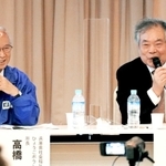 座談会で意見を交わす室崎益輝・県立大大学院教授（右）と高橋守雄・ひょうごボランタリープラザ所長＝３月１７日、神戸市中央区東川崎町１