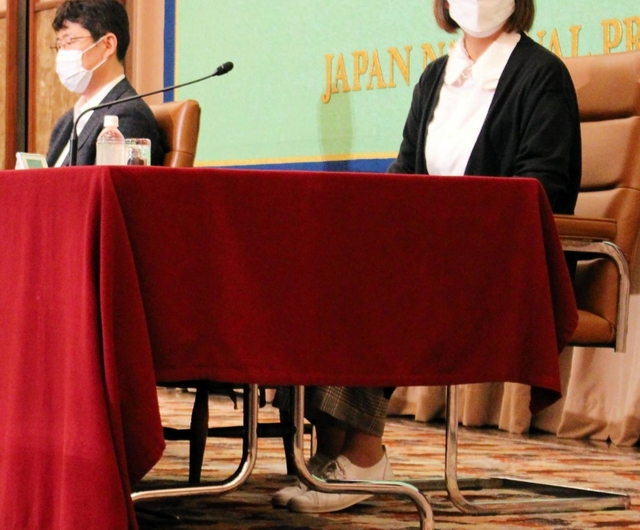 真相解明を訴える赤木雅子さん＝１１日午後、東京・内幸町の日本記者クラブ