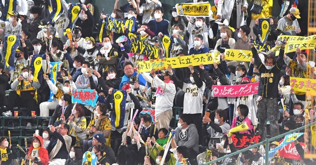 タオルや手製のボードなどを掲げてエールを送る阪神ファン＝甲子園球場（撮影・吉澤敬太）