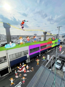 モノレールの橋脚を生かした地域の将来像として受講生のグループが描いたイメージ図（姫路市提供）