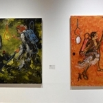 身体的変化を受け入れて生まれた、新たな技法の作品が並ぶ会場＝横尾忠則現代美術館（撮影・坂井萌香）