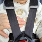 ハーネスは、子どもの体との間に大人の指が差し入れられる程度まで締める
