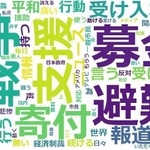 ウクライナ市民や反戦のために何ができるかについて意見を分析すると、「募金」「支援」などのフレーズが浮かび上がった。人工知能（ＡＩ）技術で言葉の使用頻度、傾向、特徴などの有用な情報を取り出す「テキストマイニング」で集約した