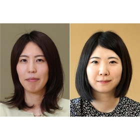 里見香奈女流王位（左）と西山朋佳女流二冠