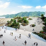 六甲山を望める１０階の屋上庭園のイメージ（雲井通５丁目再開発株式会社提供）