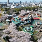 神戸市立王子動物園の敷地にあり、市民に長年親しまれてきた遊園地＝４月１日、神戸市灘区（ドローンで撮影）