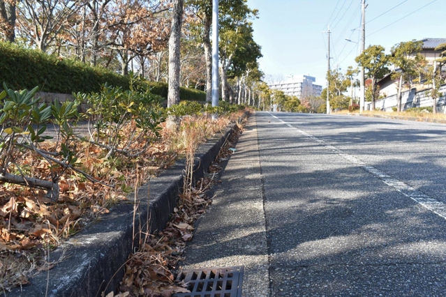 殺害現場となった思い出の公園近くの市道＝神戸市西区糀台２