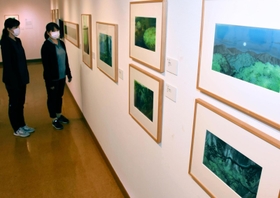 広く知られた作品の背景画などが並ぶ「アニメーション美術の創造者　新・山本二三展」＝あさご芸術の森美術館