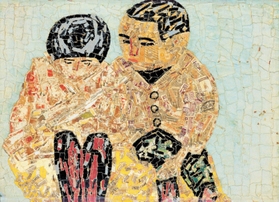 「ともだち」貼り絵　１９３８年　（ｃ）Ｋｉｙｏｓｈｉ　Ｙａｍａｓｈｉｔａ／ＳＴＥＰｅａｓｔ　２０２２