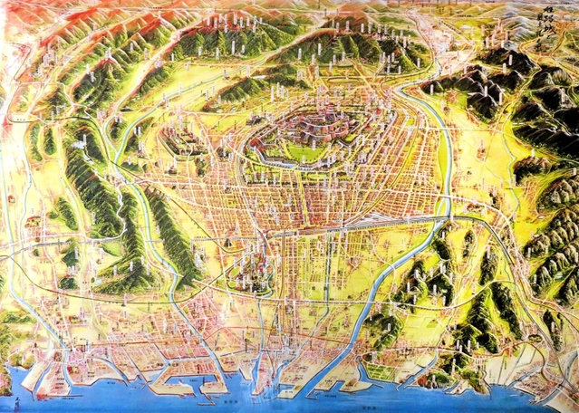 井沢元晴さんが描いた姫路の鳥瞰図