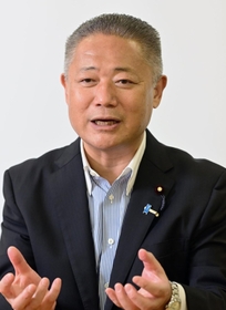 統一地方選を含め、党勢拡大に向けた戦略を語る馬場伸幸・日本維新の会代表＝大阪市中央区島之内１、日本維新の会本部（撮影・中西幸大）