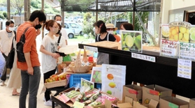 果実や加工品を販売する売店＝洲本市宇山、平岡農園