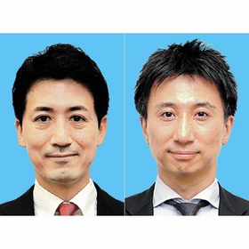 川西市長選に立候補した（左から届け出順に）越田謙治郎氏、山下隆志氏