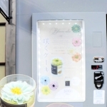 白あんで花びらをかたどったケーキを自動販売機で購入できる＝豊岡市城崎町湯島（撮影・丸山桃奈）