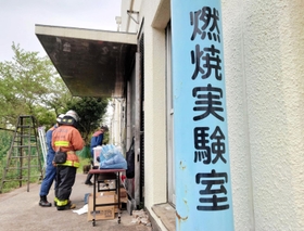 天ぷら鍋火災の実験をした神戸市消防局の燃焼実験室＝神戸市北区ひよどり台北町３、市民防災総合センター