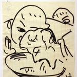 大島有紀子さんの「粗相」のシーンを石原裕次郎さんが描いたイラスト（大島さん提供）