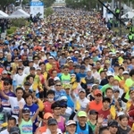 一斉にスタートしたランナー＝２０日午前９時１分、神戸市役所前（撮影・吉田敦史）
