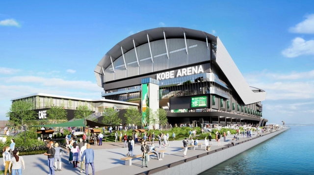 神戸アリーナ（仮称）の外観イメージ（エヌ・ティ・ティ都市開発提供）