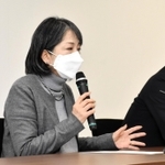 神戸地検尼崎支部に再捜査要請を退けられ、記者会見した有友裕子さん＝３０日午前、尼崎市内