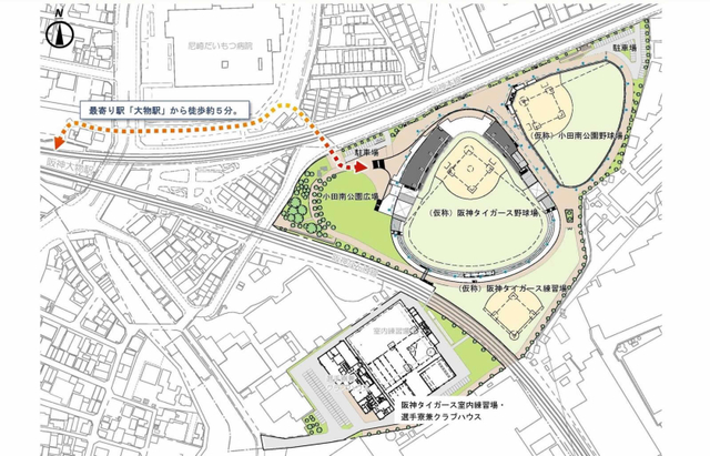小田南公園の平面図（球団提供）