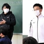 試行錯誤しながら、震災学習に取り組む中村功児先生（右）と長谷川雄大先生＝いずれも西灘小