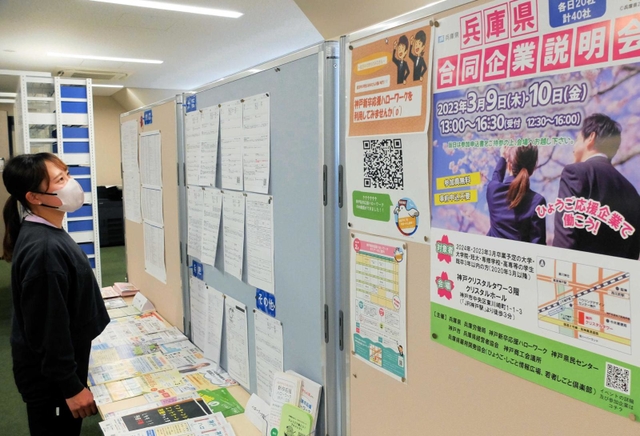 転出超過数を押し上げる若年層。新卒者の県内企業就職率は伸び悩む＝神戸市東灘区岡本８、甲南大キャリアセンター