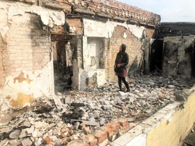 ロシア軍の攻撃で破壊されたキーウ郊外のリハビリテーションセンター（船越真人さん提供）