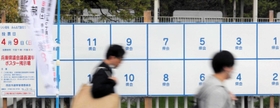 統一地方選に向けて設置された兵庫県議選の候補者ポスター掲示板。設営費用が上がっている＝西宮市の夙川駅前