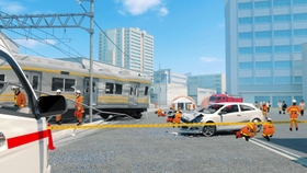 電車の脱線事故を再現した映像の一部（ジョリーグッド提供）