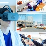 専用のゴーグル型端末を着けて映像を見る（ジョリーグッド提供）