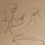 順子さんが事故後、初めて書いた文字。左上から右下にかけ「ありがとう」とつづった＝兵庫県西宮市