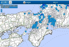 石川県珠洲市で発生した震度６強の地震で、同じ頃に発生した各地の震度を表した地図＝気象庁ホームページより