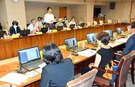 第１回会議で不妊治療の支援の在り方について考える委員ら＝兵庫県庁