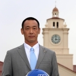 関学大アメリカンフットボール部の新監督に就任する大村和輝アシスタントヘッドコーチ＝西宮市上ケ原一番町、同大西宮上ケ原キャンパス（撮影・辰巳直之）