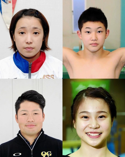 （左上から時計回りに）荒井祭里、玉井陸斗、杉原愛子、砂川公佑