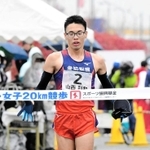 男子２０キロを制した山西利和（愛知製鋼）＝撮影・中西幸大