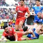 ２月２３日に開かれたラグビートップリーグの神戸製鋼ー東芝＝神戸市須磨区、ユニバー記念競技場